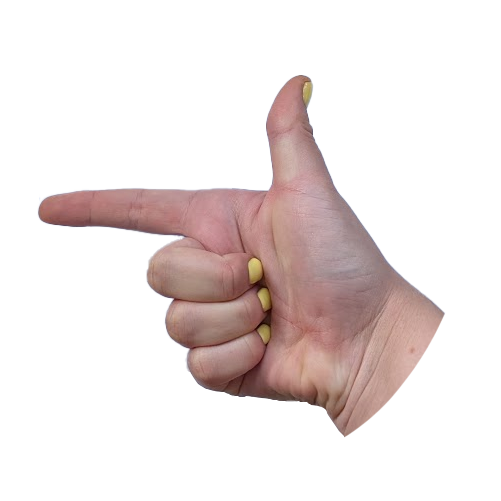 a hand pointing left